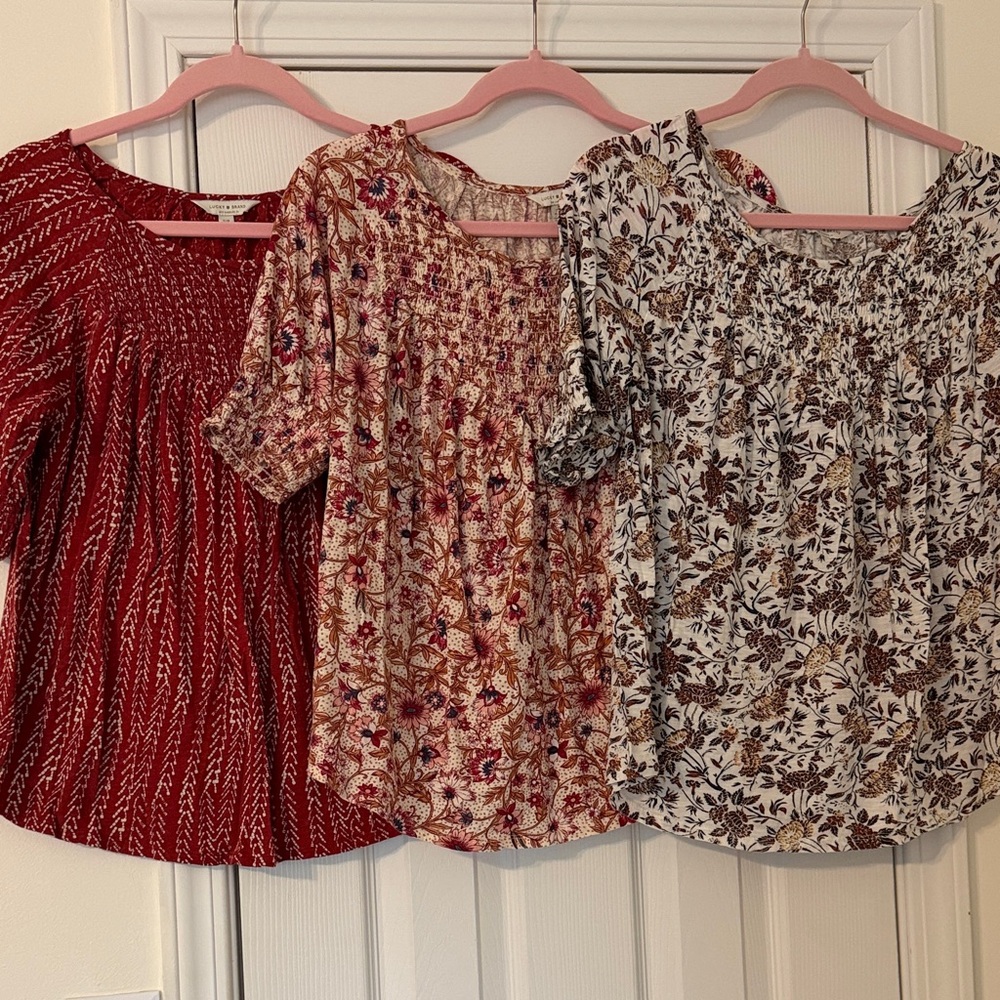 Lucky Brand Bundle Red, Pink, and Cream Blouses